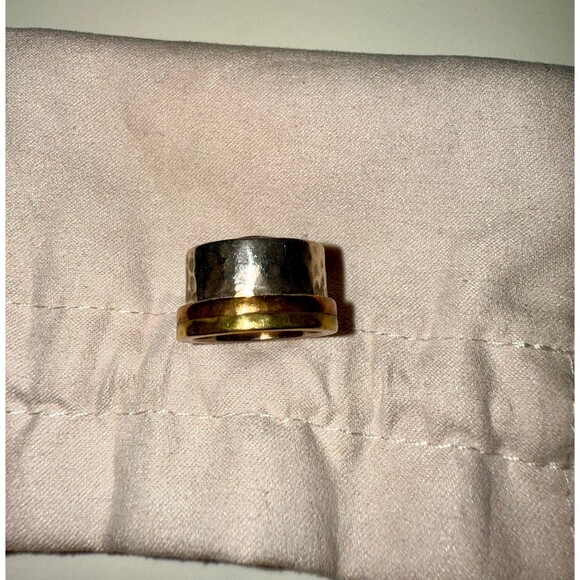 SILPADA Sterling Silver Ring Size 8 Womens Citrine Artisan Tri Tone Copper Wide - Picture 4 of 5